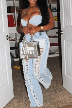 Denim Modern Cutout Pant Suit -Prettytina C22063034 BL 4 f876f6b3 c62f 4902 8b4a 902715eebaaa