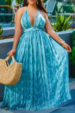 Tie Dye Modern Backless Maxi Dress