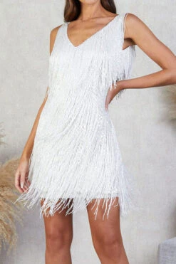 Sequined Cool Tassel Mini Dress -Prettytina C22072077 WH 1 d8921c6c b6e4 4454 a701 a7e92694911d