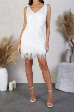Sequined Cool Tassel Mini Dress -Prettytina C22072077 WH 2 0c9ba884 03fd 4bb1 822a b166dfcf5ec3