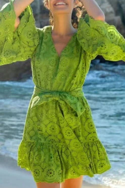 Solid Color Girly Cutout Mini Dress (With Belt)