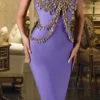 Purple Pretty Rhinestone Midi Dress