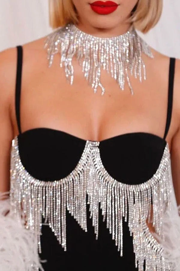 Solid Color Cool Rhinestone Maxi Dress (With Necklace) 3 Solid Color Cool Rhinestone Maxi Dress (With Necklace) - Image 3