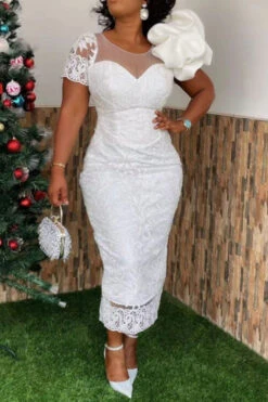 Floral Embroidery Chic 3D Printed Midi Dress