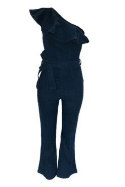 Denim Smart Ruffle Jumpsuit (With Belt) -Prettytina C22080903 NB 3