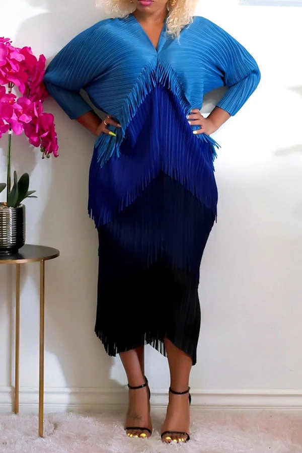 Color Block Boho Tassel Midi Dress 6 Color Block Boho Tassel Midi Dress - Image 6