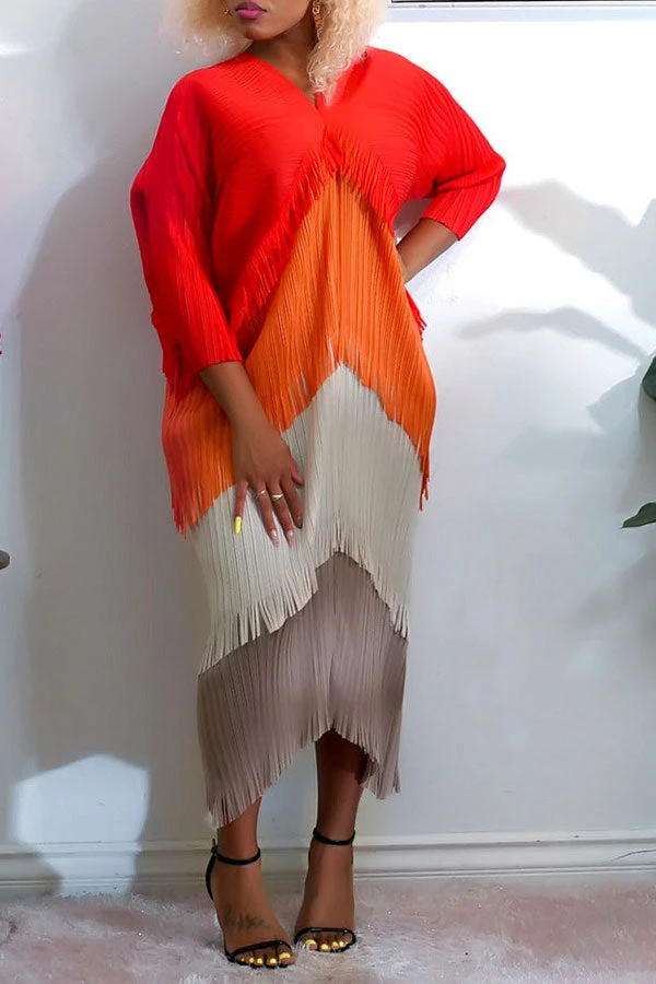 Color Block Boho Tassel Midi Dress 9 Color Block Boho Tassel Midi Dress - Image 9