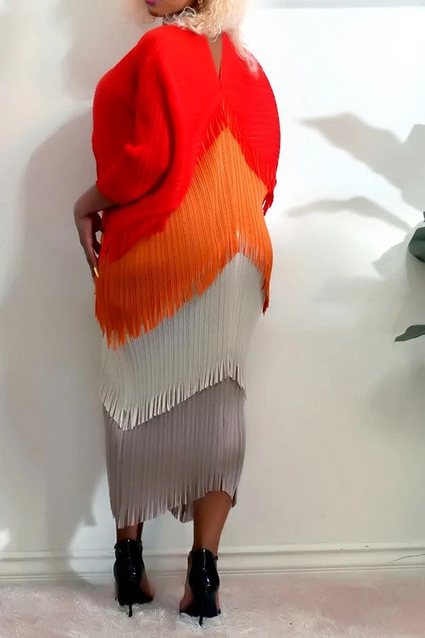 Color Block Boho Tassel Midi Dress 10 Color Block Boho Tassel Midi Dress - Image 10