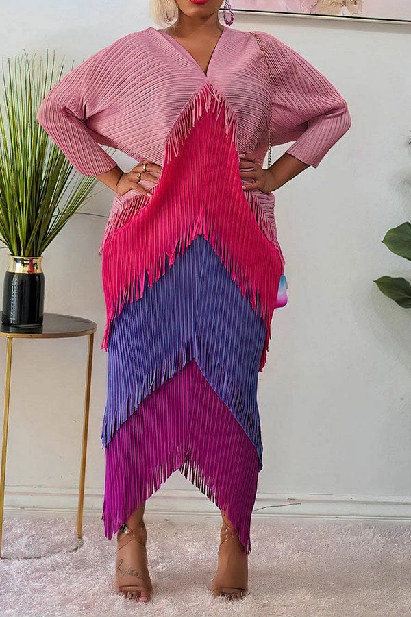 Color Block Boho Tassel Midi Dress 1 Color Block Boho Tassel Midi Dress