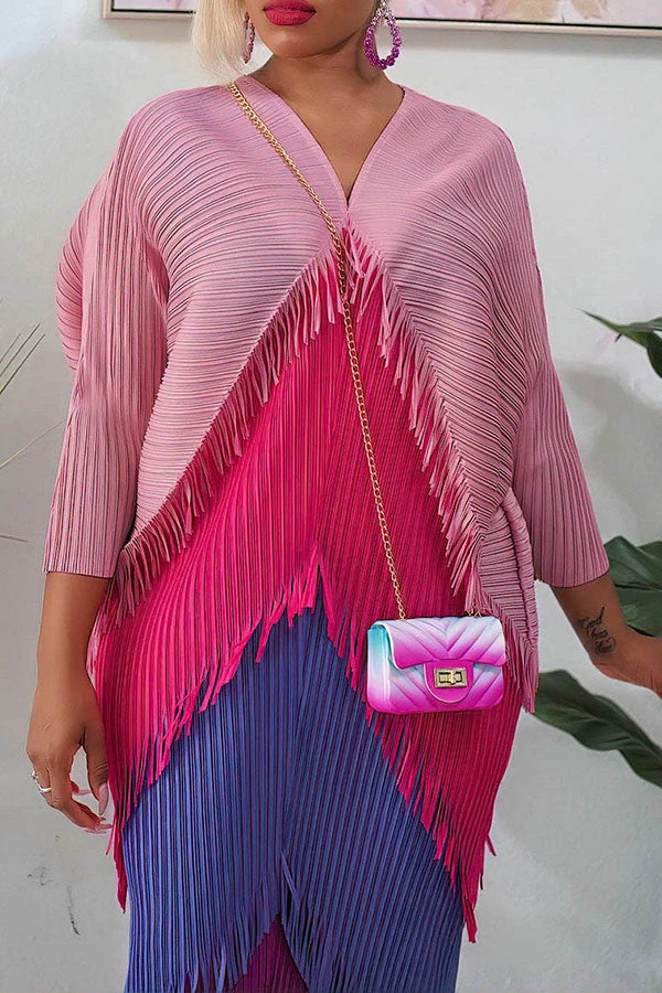 Color Block Boho Tassel Midi Dress 3 Color Block Boho Tassel Midi Dress - Image 3