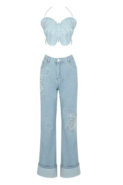 Butterfly Denim Rocking Backless Pant Suit -Prettytina C22081063 BL 6 15f46154 a2ae 4e1b 9a72 a74c38ec8231