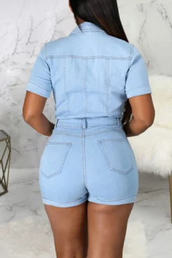Denim Sporty Single Breasted Romper 7 Denim Sporty Single Breasted Romper -Prettytina C22081928 LB 4