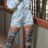 Denim Cool Single Breasted Romper (With Belt)