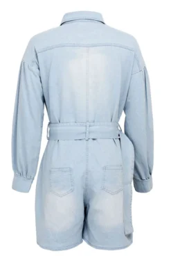 Denim Cool Single Breasted Romper (With Belt) -Prettytina C22081934 BL 3 678f588d 96c7 4abf b8ed 25d07d4f7737