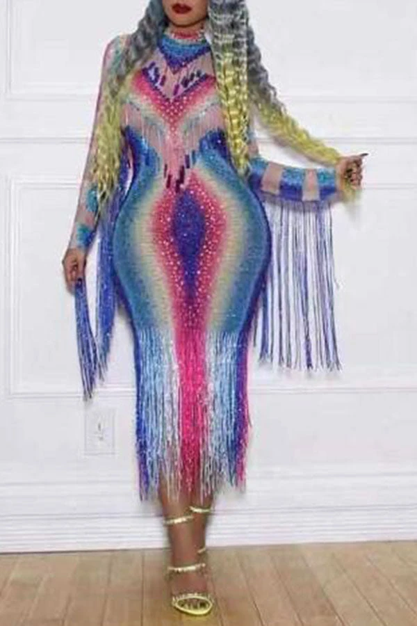 Gradient Unusual Tassel Midi Dress 1 Gradient Unusual Tassel Midi Dress