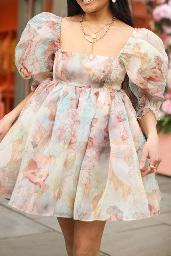 Floral Print Girly Princess Mini Dress 2 Floral Print Girly Princess Mini Dress - Image 2