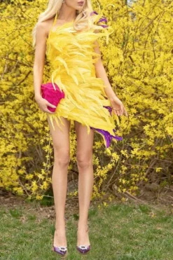 Fluffy Glamorous One Shoulder Mini Dress 8 Fluffy Glamorous One Shoulder Mini Dress -Prettytina C22081969 YE 3 6404da32 029b 458e a80a 2cf445b45f87