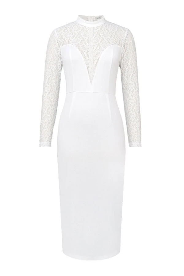 Lace Patchwork Smart Midi Dress 2 Lace Patchwork Smart Midi Dress - Image 2