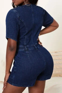 Solid Color Sporty Bowknot Romper -Prettytina C22090510 BL 3