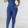 Blue Denim Smart Backless Jumpsuit
