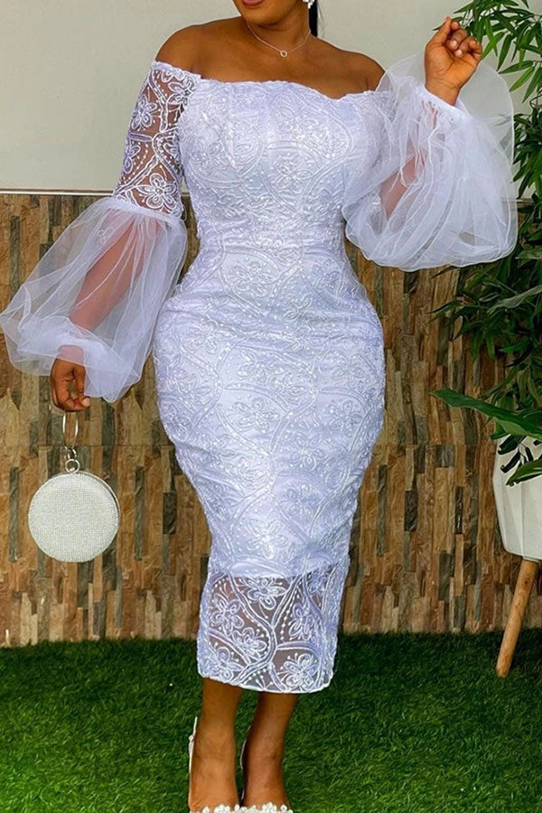 Lace Elegant Off Shoulder Midi Dress 1 Lace Elegant Off Shoulder Midi Dress