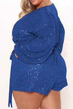 Sequined Smart Lace-Up Romper -Prettytina C22091551 BL 2 6480e122 bf30 4bea b0f9 c5e174583c87