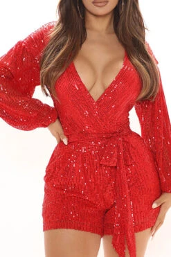 Sequined Smart Lace-Up Romper