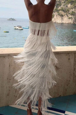 Solid Color Romantic Tassel Dress Suit