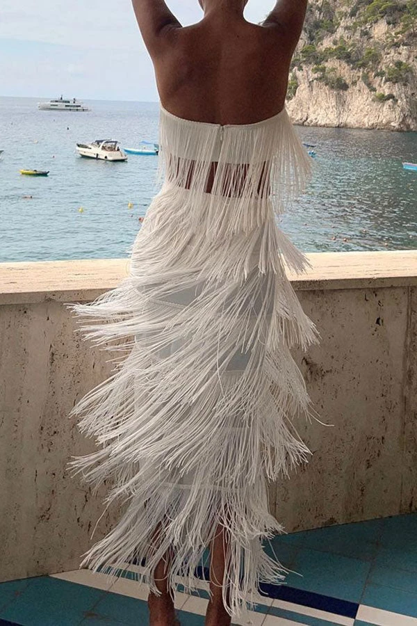 Solid Color Romantic Tassel Dress Suit 1 Solid Color Romantic Tassel Dress Suit