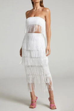 Solid Color Romantic Tassel Dress Suit 11 Solid Color Romantic Tassel Dress Suit -Prettytina C22092382 WH 5