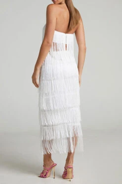 Solid Color Romantic Tassel Dress Suit 12 Solid Color Romantic Tassel Dress Suit -Prettytina C22092382 WH 6