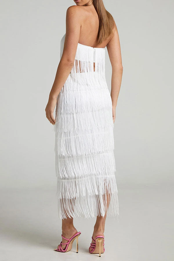 Solid Color Romantic Tassel Dress Suit 6 Solid Color Romantic Tassel Dress Suit - Image 6