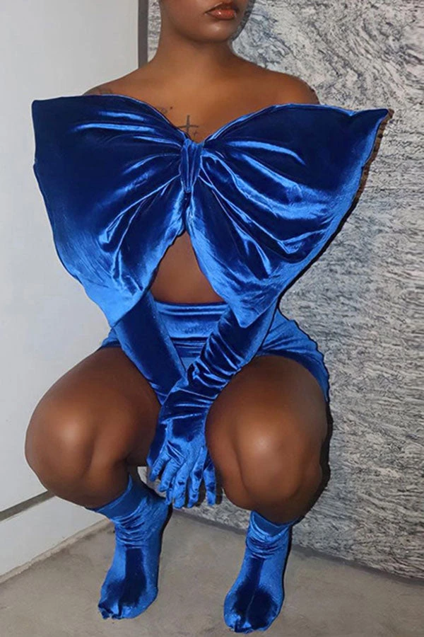 Bowknot Sweet Bandeau Dress Suit With Gloves 2 Bowknot Sweet Bandeau Dress Suit With Gloves - Image 2