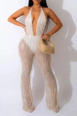 Sequined Glamorous Backless Jumpsuit