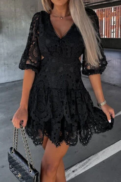 Lace On-trend Cutout Mini Dress 17 Lace On-trend Cutout Mini Dress -Prettytina C22101974 BK 1