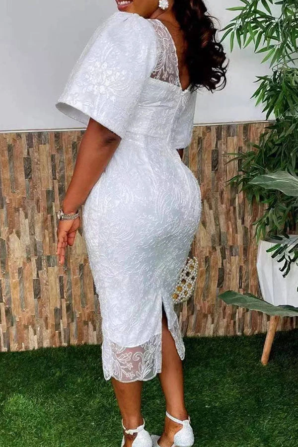 Lace Elegant Backless Midi Dress 2 Lace Elegant Backless Midi Dress - Image 2