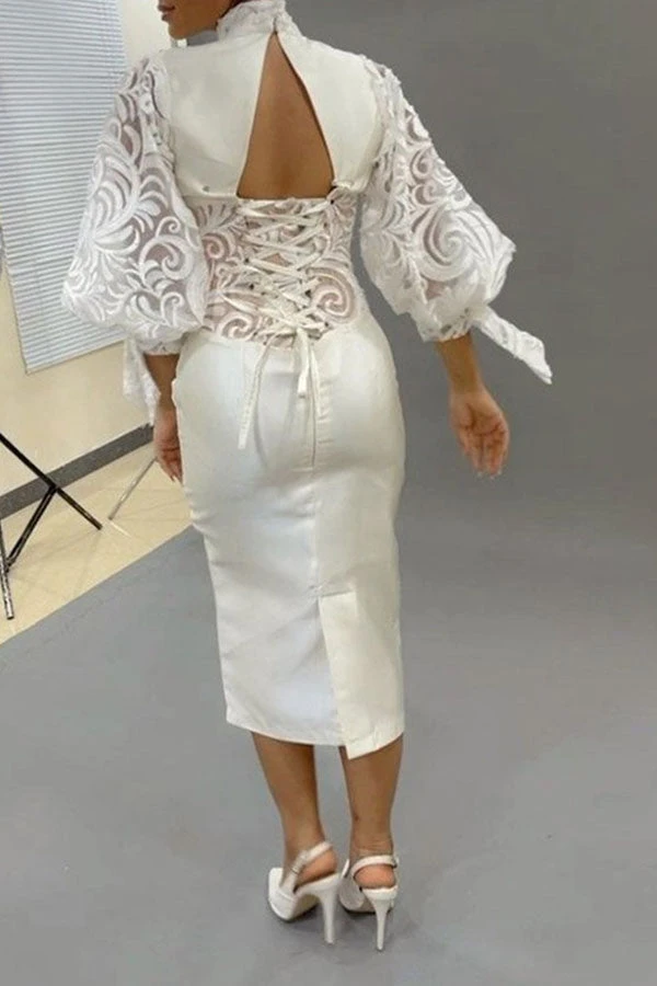 Lace Romantic Strappy Midi Dress 2 Lace Romantic Strappy Midi Dress - Image 2