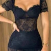 Lace Romantic See-Through Mini Dress