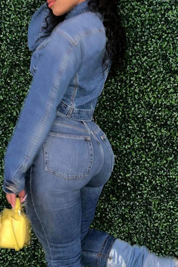 Solid Color Smart Denim Coat 6 Solid Color Smart Denim Coat - Image 6