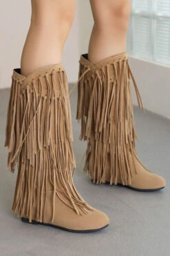 Solid Color Boho Tassel Boots -Prettytina C22111544 AP 1