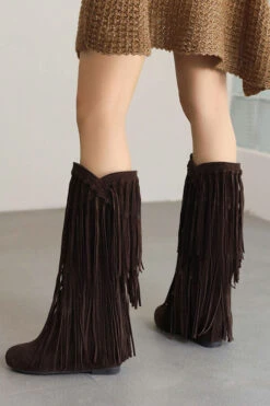Solid Color Boho Tassel Boots -Prettytina C22111544 BR 3
