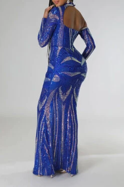 Sequined Striking Cutout Maxi Dress -Prettytina C22113024 BL 3