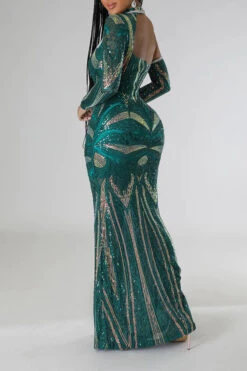 Sequined Striking Cutout Maxi Dress -Prettytina C22113024 GR 4