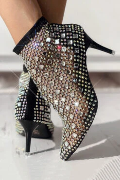Rhinestone Striking Cutout Heels -Prettytina C22113068 BK 3