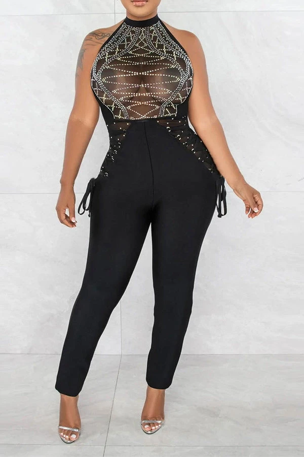 Rhinestone On-trend Strappy Jumpsuit 2 Rhinestone On-trend Strappy Jumpsuit - Image 2