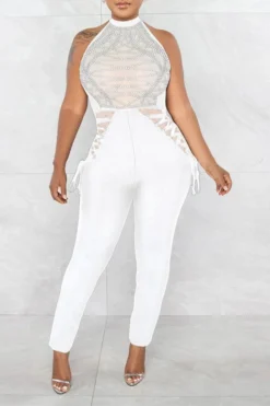 Rhinestone On-trend Strappy Jumpsuit 18 Rhinestone On-trend Strappy Jumpsuit -Prettytina C22121321 WH 2