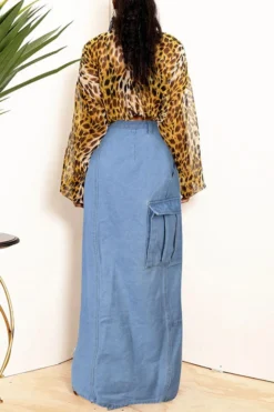 Solid Color Modern High Split Skirt 8 Solid Color Modern High Split Skirt -Prettytina C22122765 BL 3