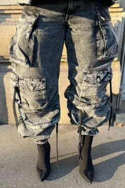 Solid Color Punk Multi Pocket Wide Leg Jeans -Prettytina C23020842 AS 6 59e90b62 9650 4db8 82aa d015fde59338