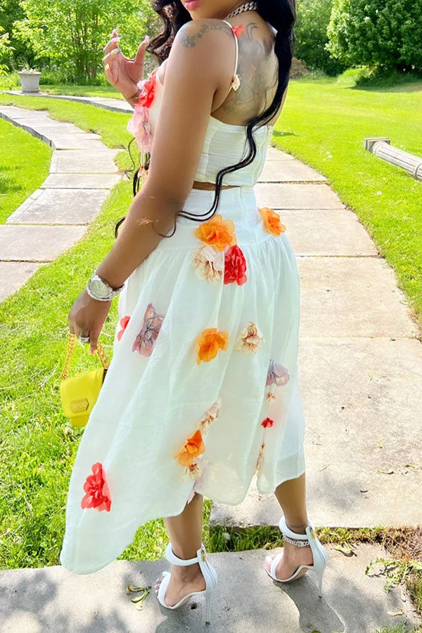 3D Flower Decor Elegant Pleated Dress Suit 3 3D Flower Decor Elegant Pleated Dress Suit - Image 3