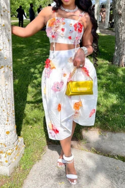 3D Flower Decor Elegant Pleated Dress Suit 9 3D Flower Decor Elegant Pleated Dress Suit -Prettytina C23022018 WH 5